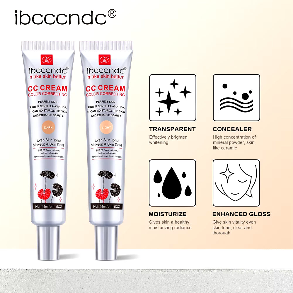 45Ml Color Correcting CC Cream Facial Centella Asiatica Repair BB Cream Natural Concealer Whitening Liquid Foundation Cosmetics