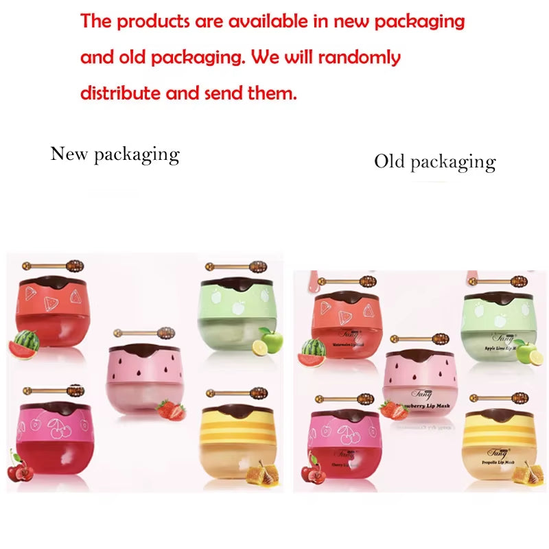 5.5G Lip Sleep Mask Night Sleep Maintenance Moisturizing Lip Gloss Bleach Cream Nourishing Lip Care Strawberry Honey