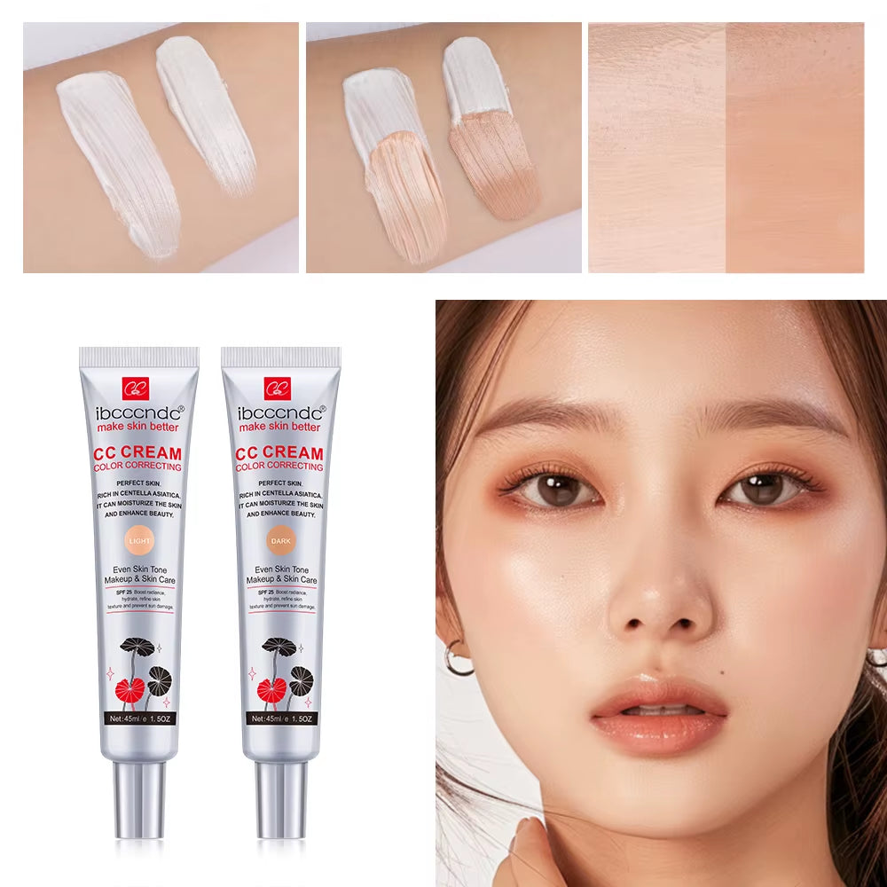 45Ml Color Correcting CC Cream Facial Centella Asiatica Repair BB Cream Natural Concealer Whitening Liquid Foundation Cosmetics