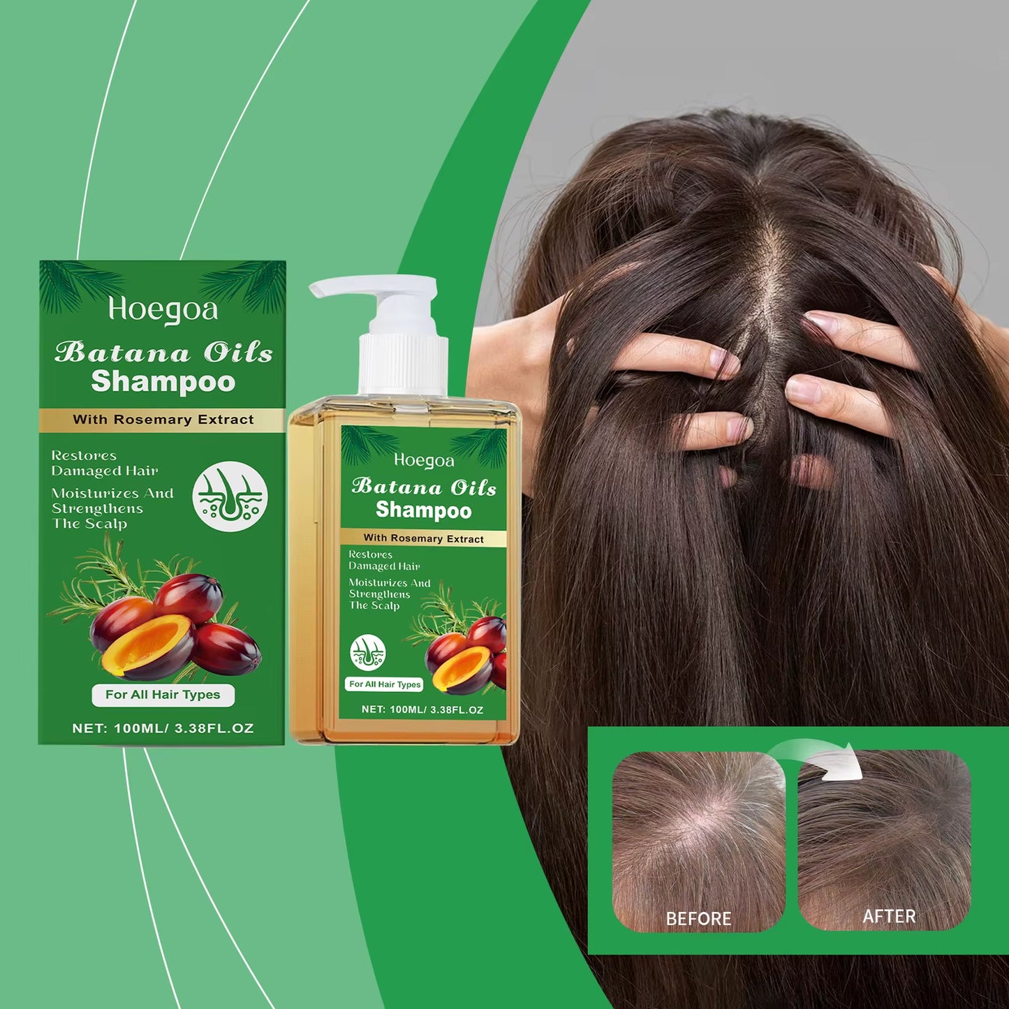 Batana Rosemary Shampoo Cleaning Scalp anti Dandruff Oil Control Refreshing Hair Shampoo anti Loss Restore Damaged Hair Care