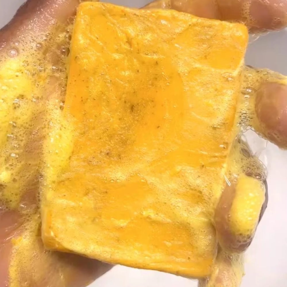 100G Turmeric Hand Made Soap, Lemon Kojic Acid Soap, Shower and Facial Soap Deep Cleaning for Face Body Skin Care